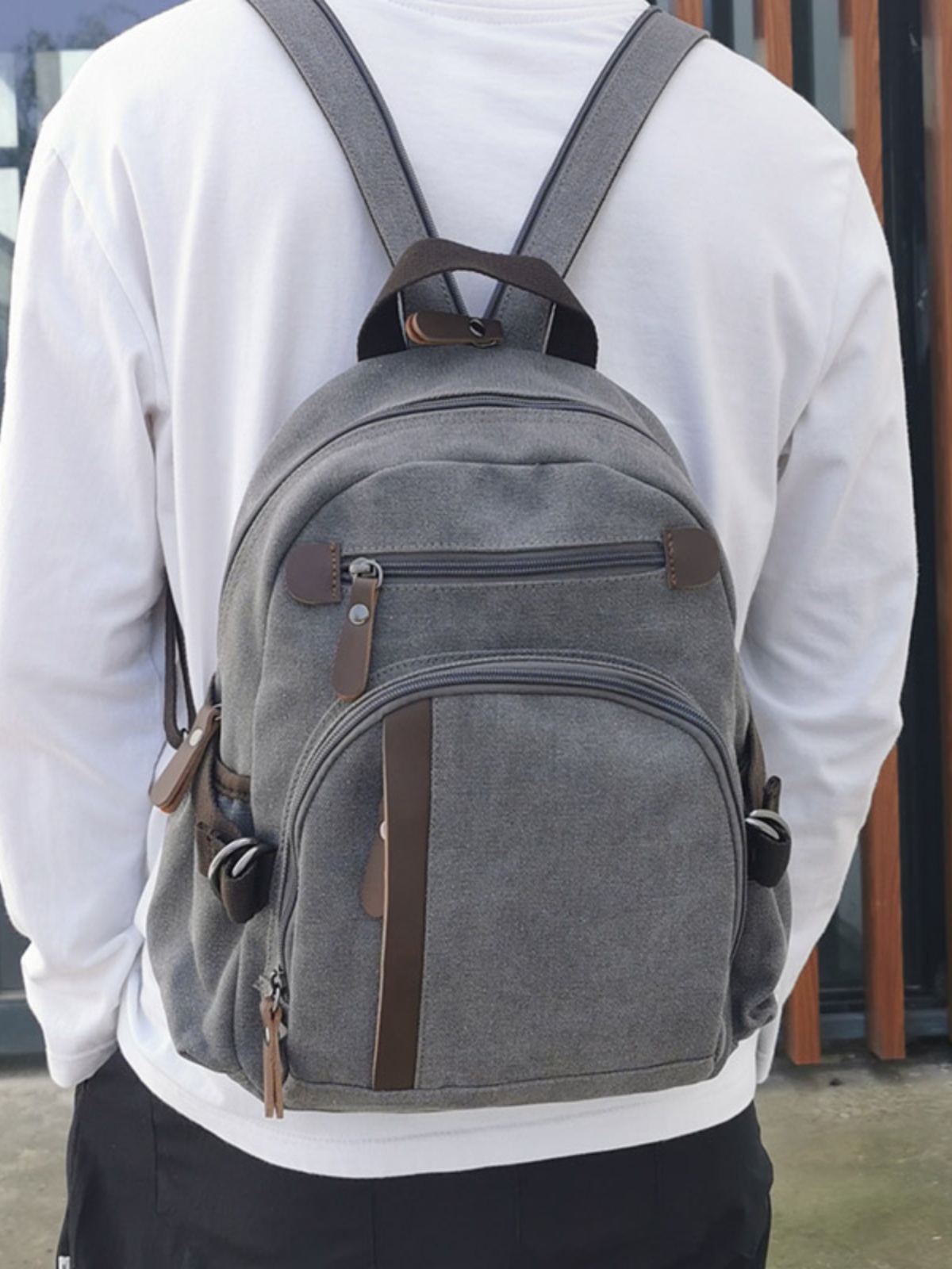 Canvas Backpack Casual - حقيبة ظهر قماشية صغيرة للرجال، حقيبة